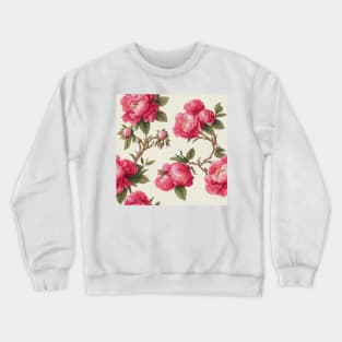 Vintage Floral Romantic Peony Flower Design Crewneck Sweatshirt